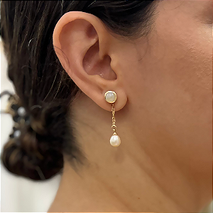 Brincos P Pingo de Pérolas Singapura Ouro