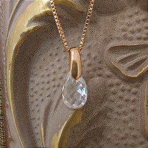 Colar Zircônia Gota Rosê
