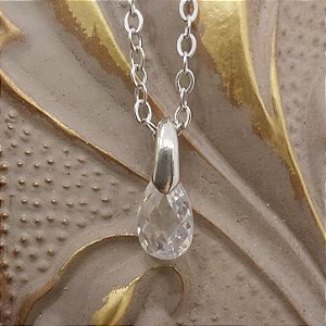 Colar Cadeadinho Zircônia Gota