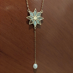 Colar Estrela Galatea Ouro - Gota de Pérola