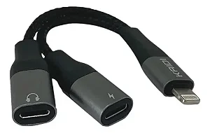 Adaptador Dual Lightning Kaidi KD-217 para Carregamento e Sincronização