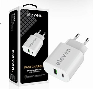 CARREGADOR ELEVEN FAST CHARGER USB-A E TIPO-C EL-11091