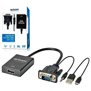 Conversor vga + audio para hdmi - femea - exbom