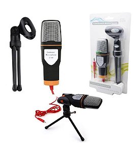 Microfone condensador com tripe de mesa conexao p2 kapbom - kap-sf666