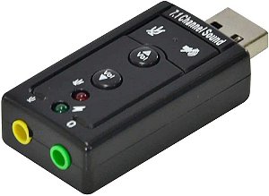 Adaptador Placa de Som Usb 7.1 Canais Virtual Ausb71 Vinik