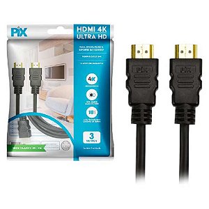 Cabo hdmi macho x macho 2.0 4k hdr 19 pinos 50cm pix - 018-2220
