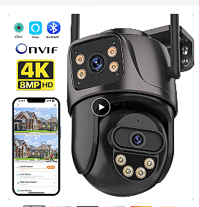 Camera ip de lente dupla ao ar livre com tela dupla  rastreamento automatico proteçao de segurança vigilancia cctv 4k