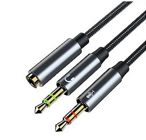 Cabo adaptador fones de ouvido separador 2 em 1 metal dupla resoluçao 3.5mm