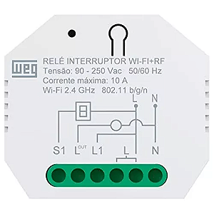 Rele interruptor wifi 1 canal bivolt branco weg