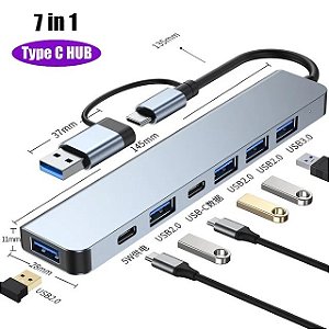 Hub Usb Tipo C Expansor 7 em 1