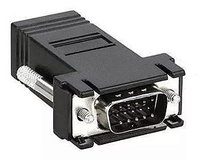 Adaptador extensor vga video via cabo rede rj45