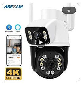 Camera vigilancia wi fi 8mp 4k lente dupla com tela dupla 14led