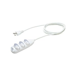 Extensao eletrica 3 tomadas 3 pinos 10a 3m branca ext 3003 - intelbras