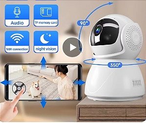 Camera monitor de bebê, audio bidirecional 360° e 90° wi fi