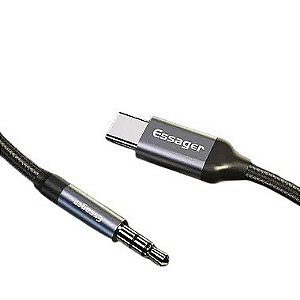 Adaptador usb tipo c para cabo auxiliar de audio, fone de ouvido 2m - rocoren
