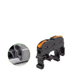 Conector emenda tipo alavanca trilho din 211 black