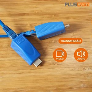 Extensor HDMI 3d 1via, Para Rj45  30m hdmi rj45 - Plus Cable