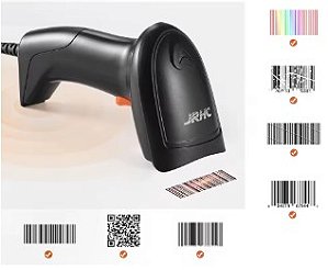 Leitor de código de barras portátil JRHC, laser USB 1D, ferramentas de digitalização