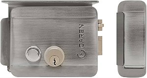 Fechadura Elétrica 12V Luxo Rever C/ Botão Níquel - Garen