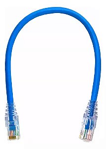Cabo Patch Cord CAT6 RJ45 Azul 21cm