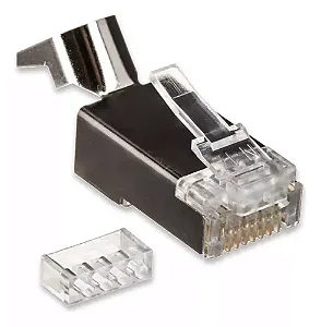 Conector Blindado RJ45 Cat6a Cat7 com Guia