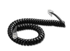 Cabo para Telefone Espiral Preto RJ11 1 Metro Connect Pro