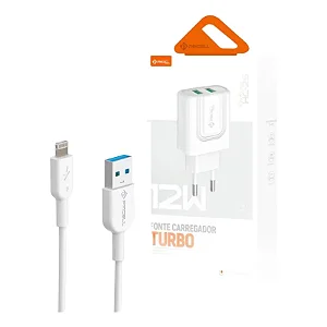 Carregador Turbo Fonte 2 em 1 + Cabo Hc-25 Lightning Pmcell
