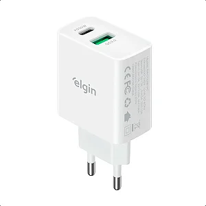 Carregador Tomada 20w 2 Saídas Usb + Tipo C - Elgin