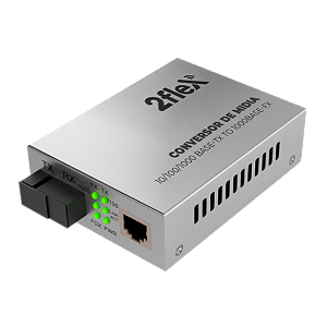 Conversor De Midia Giga Monomodo Lado A 10KM 10/100/1000 - 2Flex