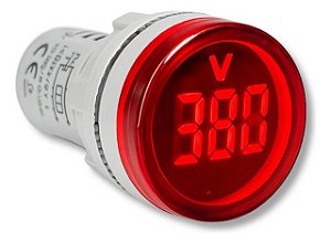 Mini LED digital display Vermelho voltímetro 60v-500v, abertura 22mm - Yjcal