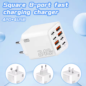 Fonte Carregador 8 em 1 240w 4USB + 4USB-C