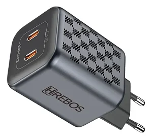 FONTE DE CARREGADOR HREBOS CRG-218 45W DUAL USB-C