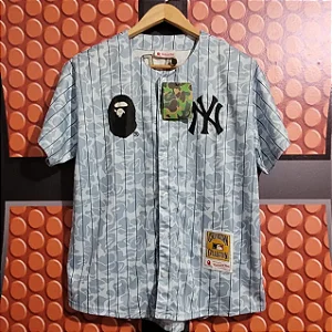 CAMISA BASEBALL BAPE X MITCHELL & NESS MLB NEW YORK