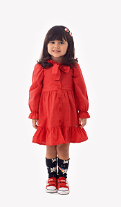 VESTIDO DE TRICOLINE COM GOLA LACO