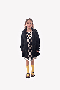 VESTIDO DE VISCOSE MARGARIDAS NO XADREZ