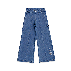 CALCA JEANS COM BORDADO CORACAO VA