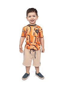 CONJ BERMUDA DE MOLETON COM CAMISETA ESTAMPADA