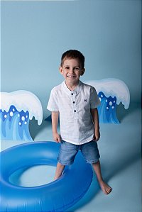 CONJ BERMUDA JEANS COM BATA XADREZ CACAU