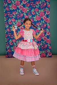 VESTIDO JUNINO MANGA FRU FRU