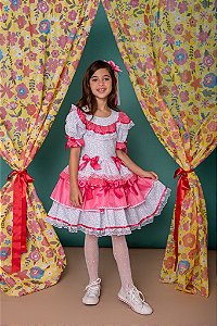 VESTIDO JUNINO DE FLORZINHA E LAÇOS