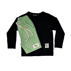 CONJ BERMUDA DE SARJA COM CAMISETA MANGA LONGA