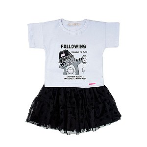 CONJ SAIA DE TULE CORAÇAO COM BLUSINHA