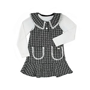 VESTIDO COM BLUSA CANELADA MANGA LONGA