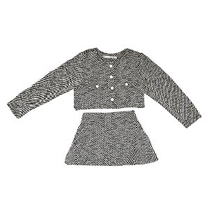 CONJ CASACO E  SHORTS SAIA DE TWEED