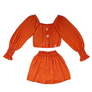 CONJ SAIA BALONÊ E BLUSA VISCOSE