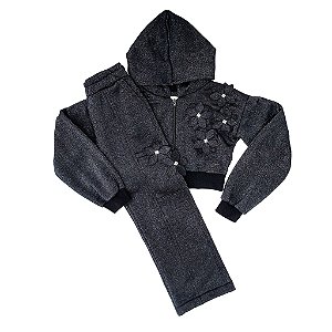 CONJ JAQUETA E CALÇA MOLETOM BRILHO