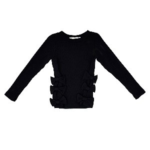 BLUSINHA CANELADA COM LAÇOS