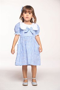 Vestido xadrez com gola marinheiro