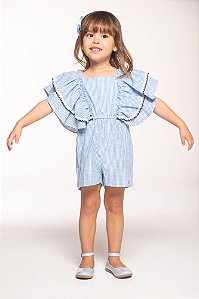 Macaquinho listrado com babado