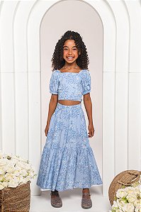 Conjunto saia longa com blusa viscose